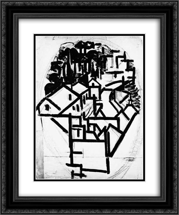 Landscape (study for composition XII) 20x24 Black Ornate Wood Framed Art Print Poster with Double Matting by Doesburg, Theo van