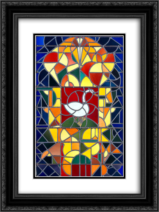 Leaded glass composition I 18x24 Black Ornate Wood Framed Art Print Poster with Double Matting by Doesburg, Theo van