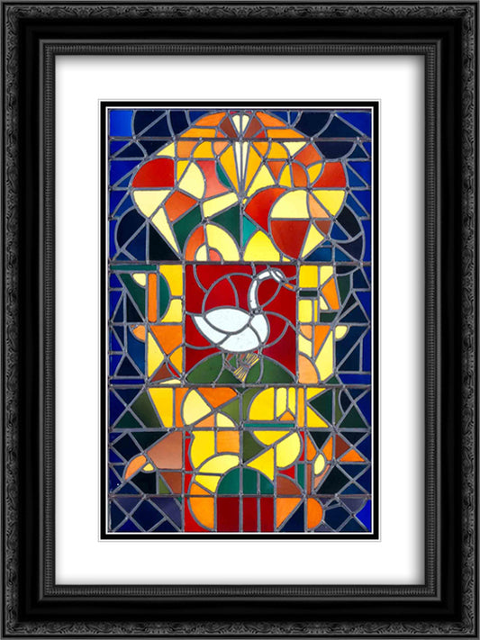 Leaded glass composition I 18x24 Black Ornate Wood Framed Art Print Poster with Double Matting by Doesburg, Theo van