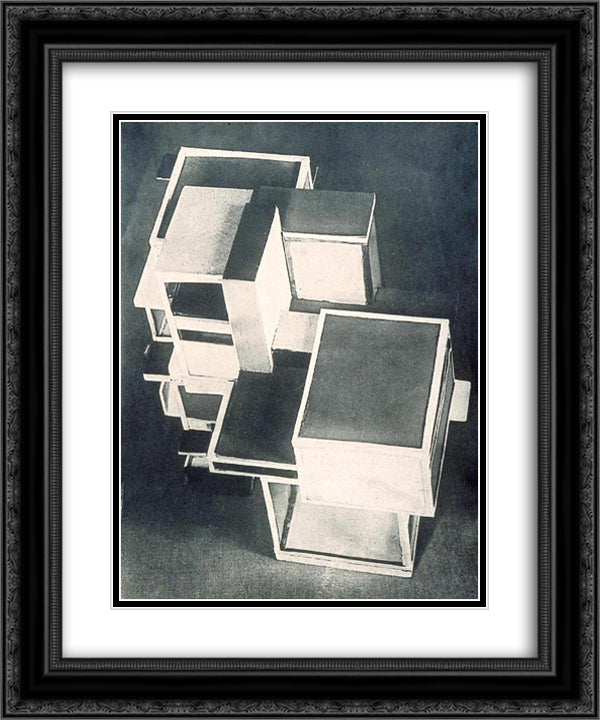 Model of artist's house 20x24 Black Ornate Wood Framed Art Print Poster with Double Matting by Doesburg, Theo van