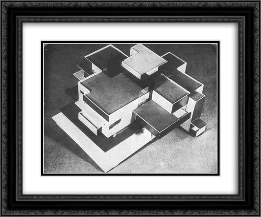 Model private house 24x20 Black Ornate Wood Framed Art Print Poster with Double Matting by Doesburg, Theo van