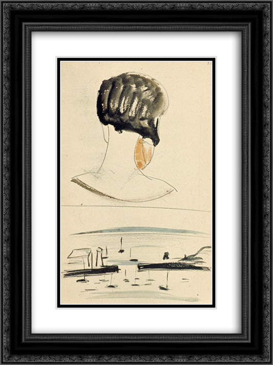 Nelly van Doesburg Viewed from behind, and a harbor scene 18x24 Black Ornate Wood Framed Art Print Poster with Double Matting by Doesburg, Theo van