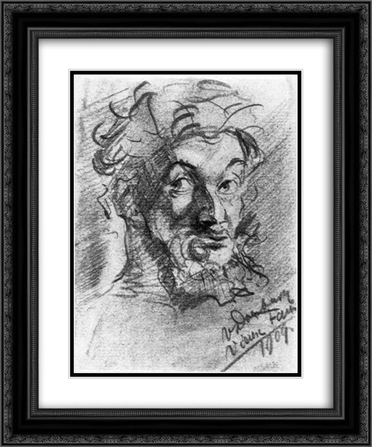 Old Faun (self portrait) 20x24 Black Ornate Wood Framed Art Print Poster with Double Matting by Doesburg, Theo van