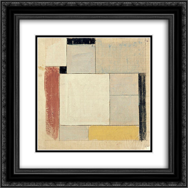 Preliminary design for the floor 20x20 Black Ornate Wood Framed Art Print Poster with Double Matting by Doesburg, Theo van