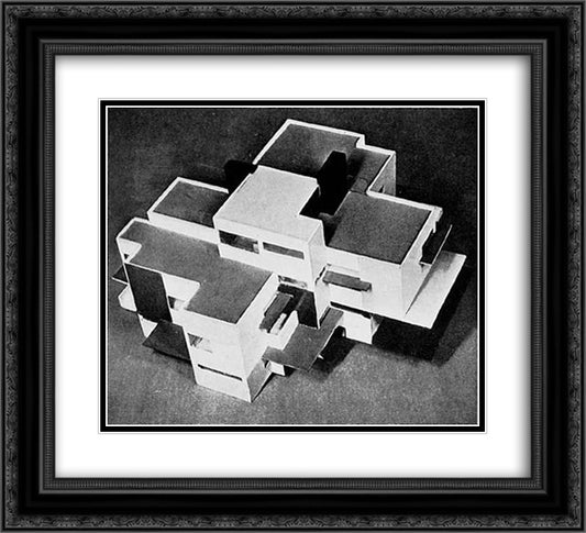 Private house, model, seen from the west 22x20 Black Ornate Wood Framed Art Print Poster with Double Matting by Doesburg, Theo van