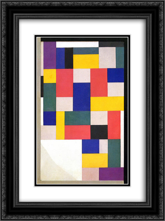 Pure painting 18x24 Black Ornate Wood Framed Art Print Poster with Double Matting by Doesburg, Theo van