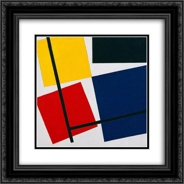 Simultaneous Counter Composition. 20x20 Black Ornate Wood Framed Art Print Poster with Double Matting by Doesburg, Theo van