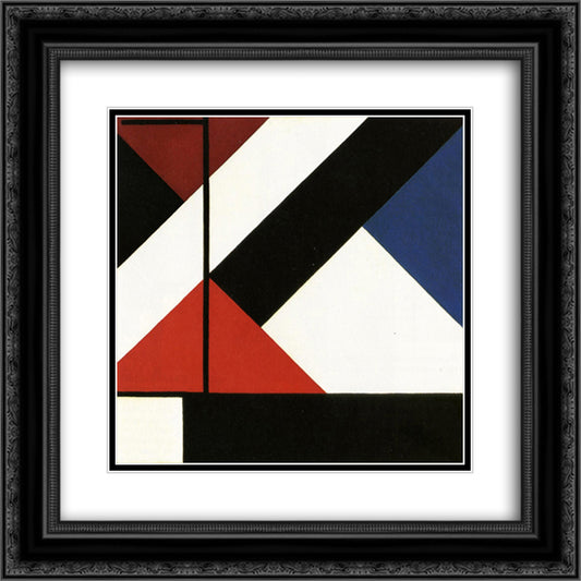 Simultaneous Counter composition 20x20 Black Ornate Wood Framed Art Print Poster with Double Matting by Doesburg, Theo van