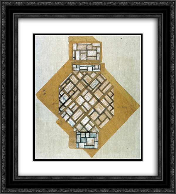 Sketch for the ceiling 20x22 Black Ornate Wood Framed Art Print Poster with Double Matting by Doesburg, Theo van