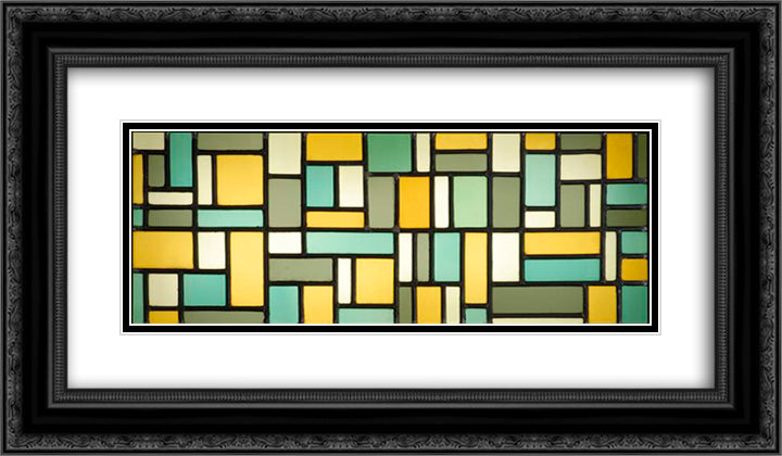 Stained glass composition VIII 24x14 Black Ornate Wood Framed Art Print Poster with Double Matting by Doesburg, Theo van