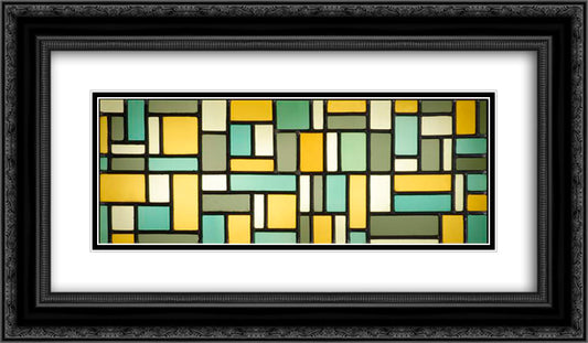 Stained glass composition VIII 24x14 Black Ornate Wood Framed Art Print Poster with Double Matting by Doesburg, Theo van