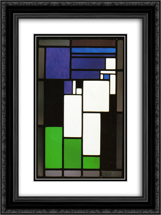 Stained glass composition Woman 18x24 Black Ornate Wood Framed Art Print Poster with Double Matting by Doesburg, Theo van