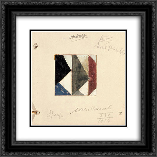 Studie voor Contra compositie XIX 20x20 Black Ornate Wood Framed Art Print Poster with Double Matting by Doesburg, Theo van