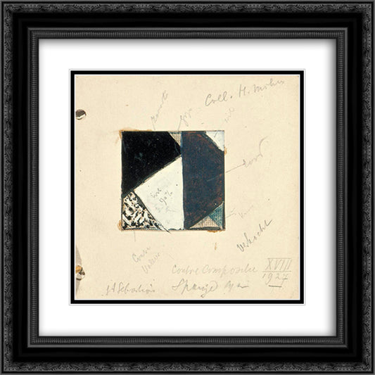 Studie voor Contra compositie XVIII 20x20 Black Ornate Wood Framed Art Print Poster with Double Matting by Doesburg, Theo van