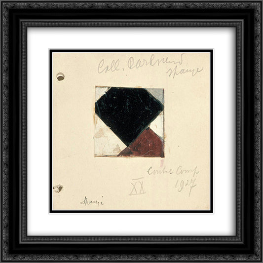 Studie voor Contra compositie XX 20x20 Black Ornate Wood Framed Art Print Poster with Double Matting by Doesburg, Theo van