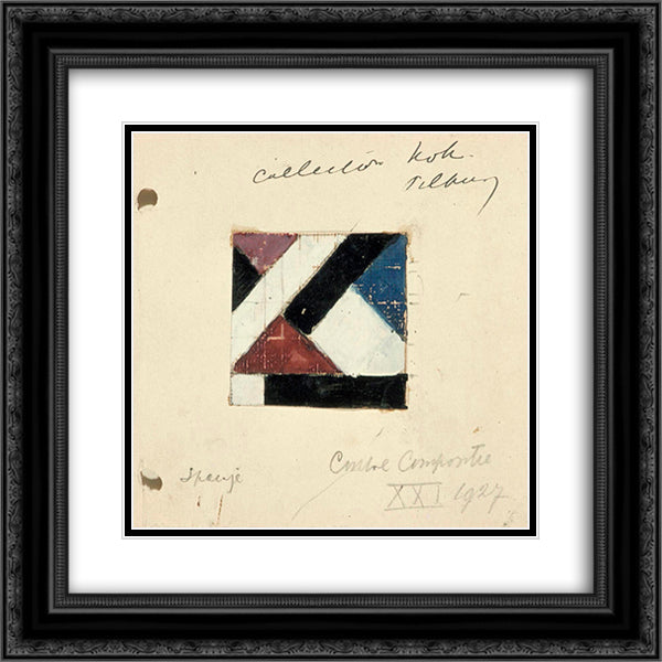 Studie voor Contra compositie XXI 20x20 Black Ornate Wood Framed Art Print Poster with Double Matting by Doesburg, Theo van