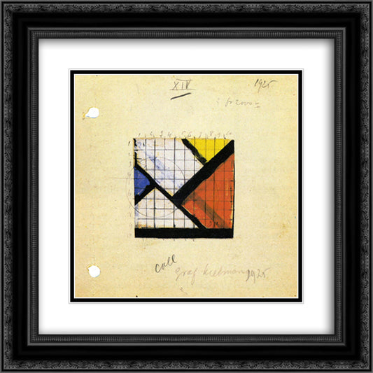 Study for Counter Composition XIV 20x20 Black Ornate Wood Framed Art Print Poster with Double Matting by Doesburg, Theo van