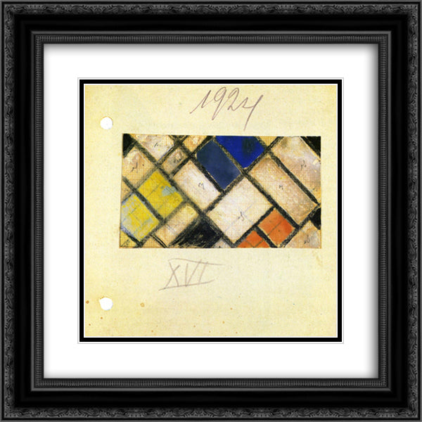 Study for Counter composition XVI 20x20 Black Ornate Wood Framed Art Print Poster with Double Matting by Doesburg, Theo van