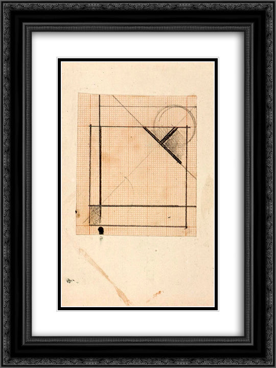 Study for Simultaneous compositions XXII 18x24 Black Ornate Wood Framed Art Print Poster with Double Matting by Doesburg, Theo van