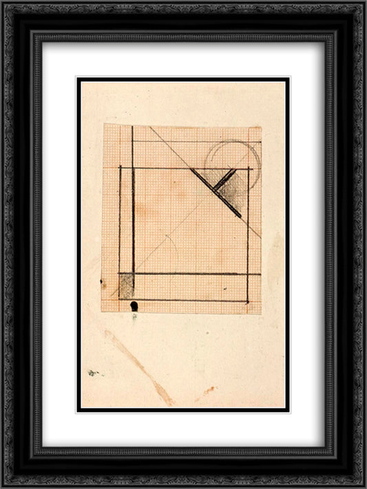Study for Simultaneous compositions XXII 18x24 Black Ornate Wood Framed Art Print Poster with Double Matting by Doesburg, Theo van
