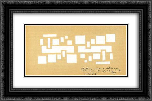 Template for the Long House ornament edge 24x16 Black Ornate Wood Framed Art Print Poster with Double Matting by Doesburg, Theo van