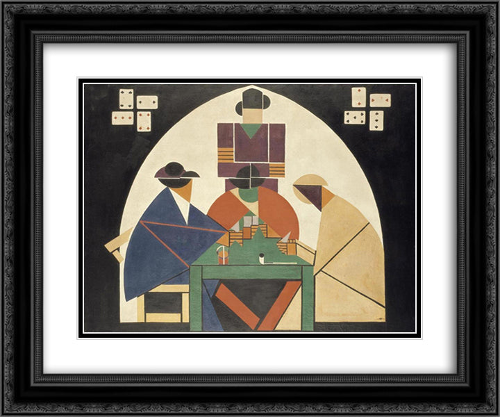 The Cardplayers 24x20 Black Ornate Wood Framed Art Print Poster with Double Matting by Doesburg, Theo van