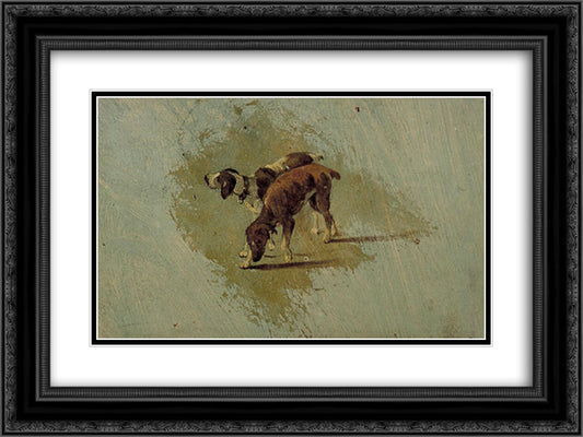 Two dogs 24x18 Black Ornate Wood Framed Art Print Poster with Double Matting by Doesburg, Theo van