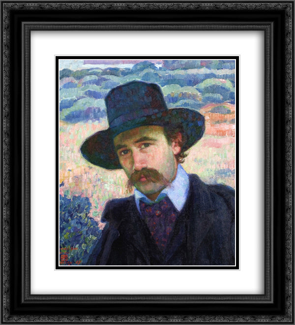 Andre Gide at Jersey 20x22 Black Ornate Wood Framed Art Print Poster with Double Matting by Rysselberghe, Theo van