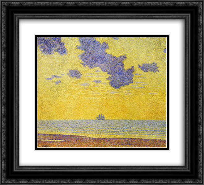 Big Clouds 22x20 Black Ornate Wood Framed Art Print Poster with Double Matting by Rysselberghe, Theo van
