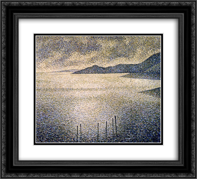 Channel Coast 22x20 Black Ornate Wood Framed Art Print Poster with Double Matting by Rysselberghe, Theo van