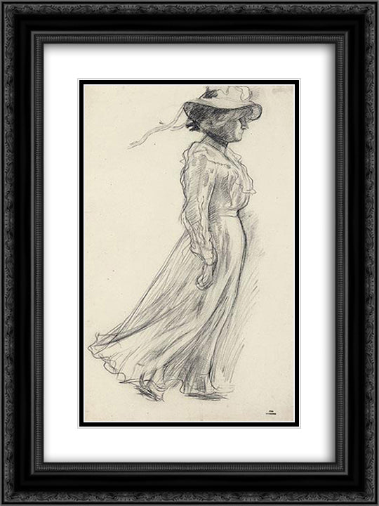 Etude pour La Promenade 18x24 Black Ornate Wood Framed Art Print Poster with Double Matting by Rysselberghe, Theo van