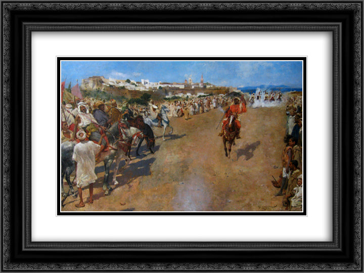 Fantasia Arabe 24x18 Black Ornate Wood Framed Art Print Poster with Double Matting by Rysselberghe, Theo van