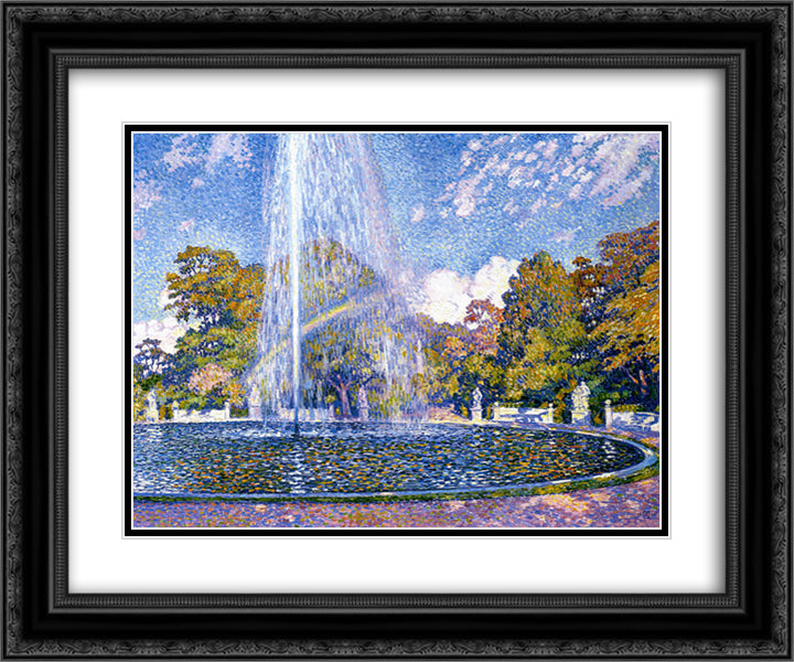 Fountain at San Souci 24x20 Black Ornate Wood Framed Art Print Poster with Double Matting by Rysselberghe, Theo van