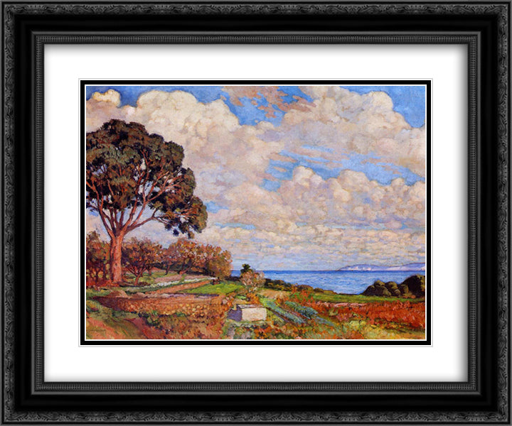 Large Tree near the Sea 24x20 Black Ornate Wood Framed Art Print Poster with Double Matting by Rysselberghe, Theo van