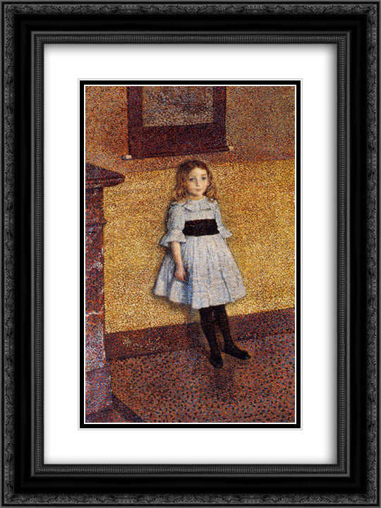 Little Denise 18x24 Black Ornate Wood Framed Art Print Poster with Double Matting by Rysselberghe, Theo van