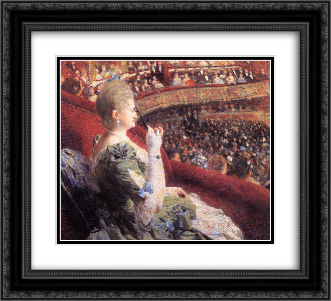 Madame Edmond Picard in Her Box at Theatre de la Monnaie 22x20 Black Ornate Wood Framed Art Print Poster with Double Matting by Rysselberghe, Theo van