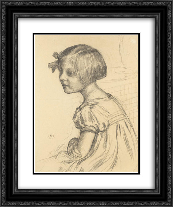 Mademoiselle Nele Van de Velde 20x24 Black Ornate Wood Framed Art Print Poster with Double Matting by Rysselberghe, Theo van