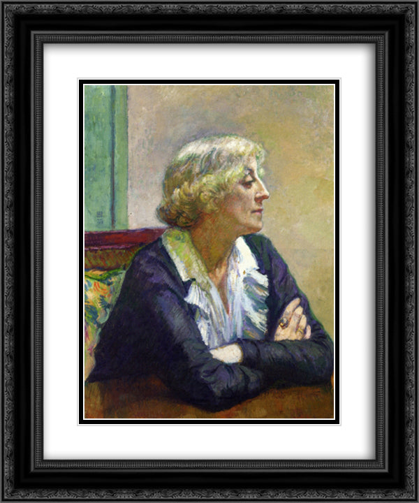 Maria Van Rysselberghe with Crossed Arms 20x24 Black Ornate Wood Framed Art Print Poster with Double Matting by Rysselberghe, Theo van