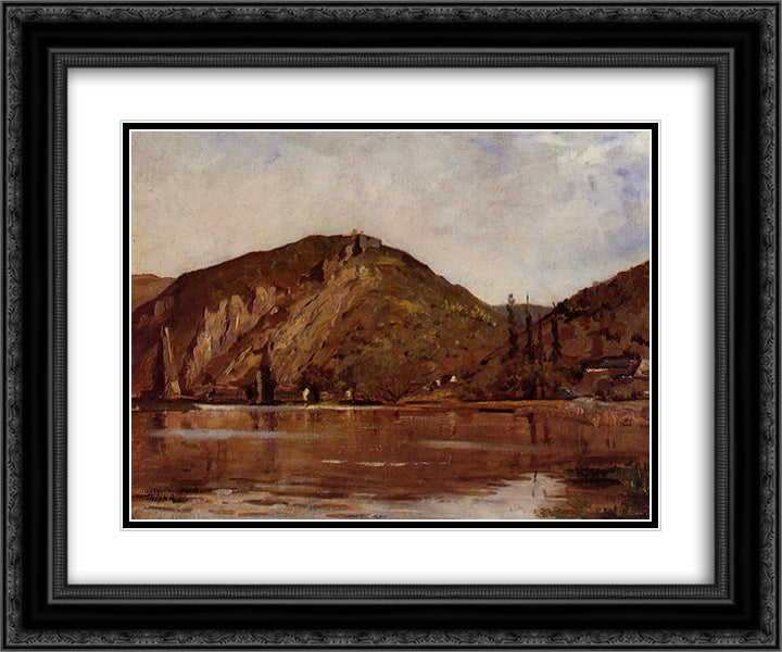 Meuse River around Namur 24x20 Black Ornate Wood Framed Art Print Poster with Double Matting by Rysselberghe, Theo van