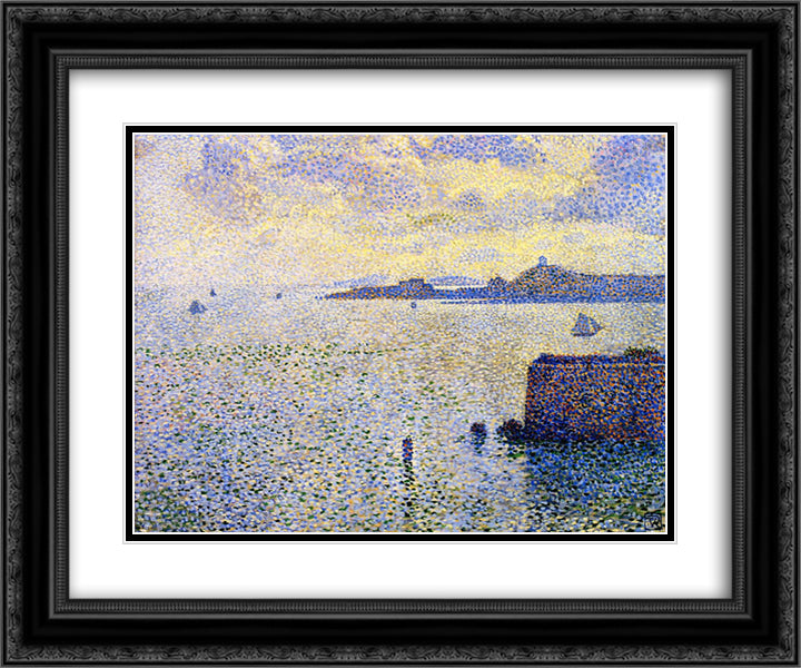 Sailboats and Estuary 24x20 Black Ornate Wood Framed Art Print Poster with Double Matting by Rysselberghe, Theo van