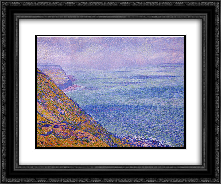 The Cap Gris Nez 24x20 Black Ornate Wood Framed Art Print Poster with Double Matting by Rysselberghe, Theo van