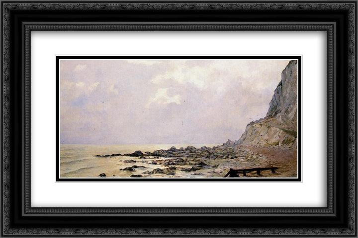 The Cliffs of Douvres 24x16 Black Ornate Wood Framed Art Print Poster with Double Matting by Rysselberghe, Theo van