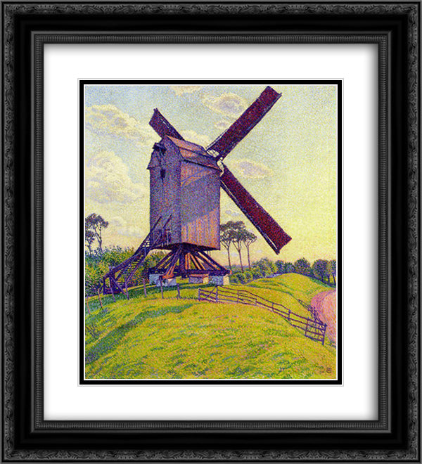 The Mill at Kelf 20x22 Black Ornate Wood Framed Art Print Poster with Double Matting by Rysselberghe, Theo van