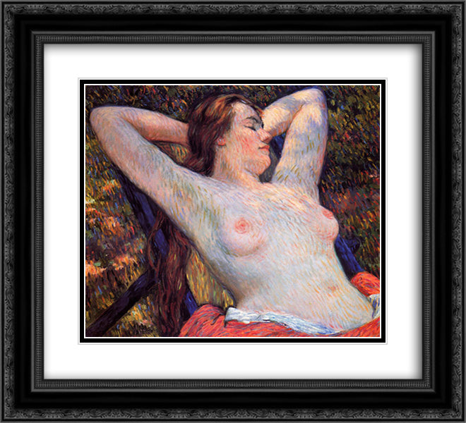 The Model's Siesta 22x20 Black Ornate Wood Framed Art Print Poster with Double Matting by Rysselberghe, Theo van