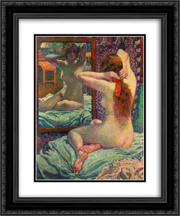 The Scarlet Ribbon 20x24 Black Ornate Wood Framed Art Print Poster with Double Matting by Rysselberghe, Theo van