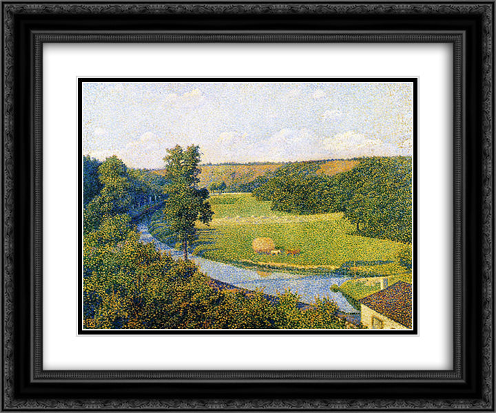 The Valley of the Sambre 24x20 Black Ornate Wood Framed Art Print Poster with Double Matting by Rysselberghe, Theo van