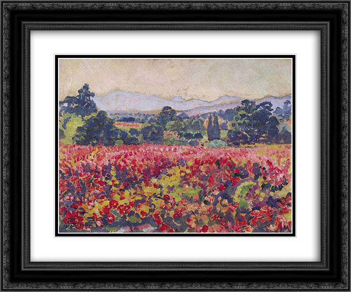 The vines in Saint Clair 24x20 Black Ornate Wood Framed Art Print Poster with Double Matting by Rysselberghe, Theo van