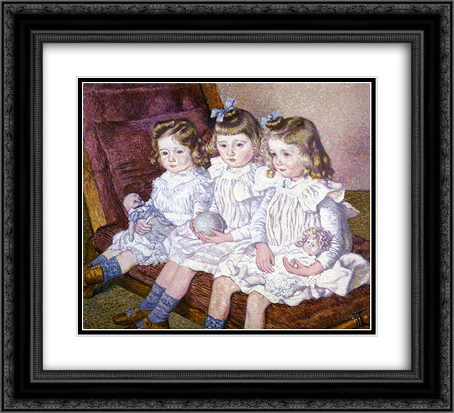 Thomas Braun's Three Daughters 22x20 Black Ornate Wood Framed Art Print Poster with Double Matting by Rysselberghe, Theo van