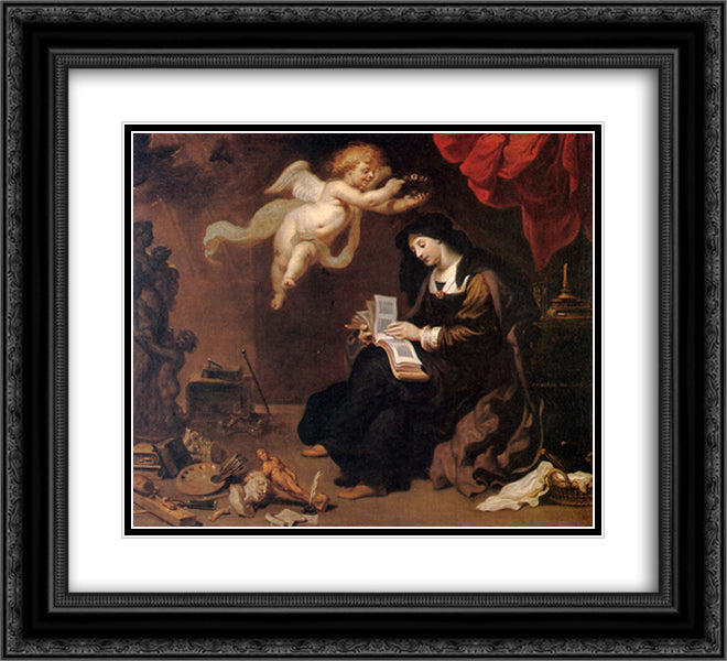 Allegory of Virtue 22x20 Black Ornate Wood Framed Art Print Poster with Double Matting by Thulden, Theodoor van