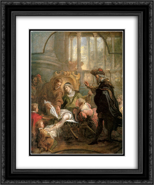 Holy Franciscus heals Giovanni di Carat 20x24 Black Ornate Wood Framed Art Print Poster with Double Matting by Thulden, Theodoor van